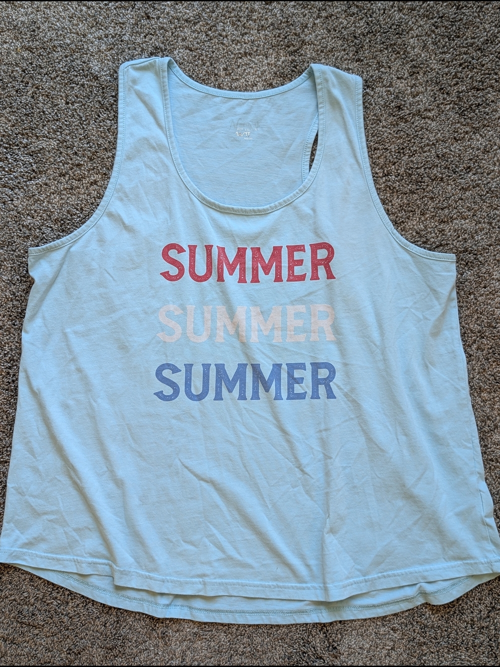 Natural Reflections Light Blue Tank Top with Red, White, and Blue Print